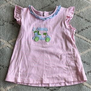 Ishtex Pink Striped Girls' Golf Cart Appliqué Tank Top